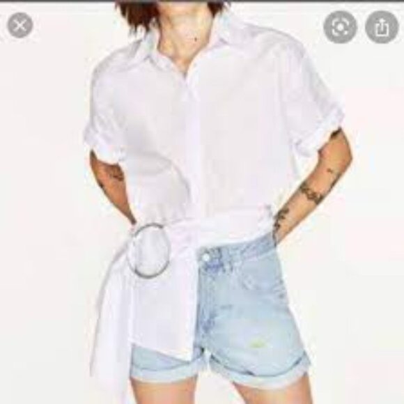 ZARA x MAUI SONS Women's Shorts Size 6 Shark Embroidered Denim High-Rise - Picture 2 of 5